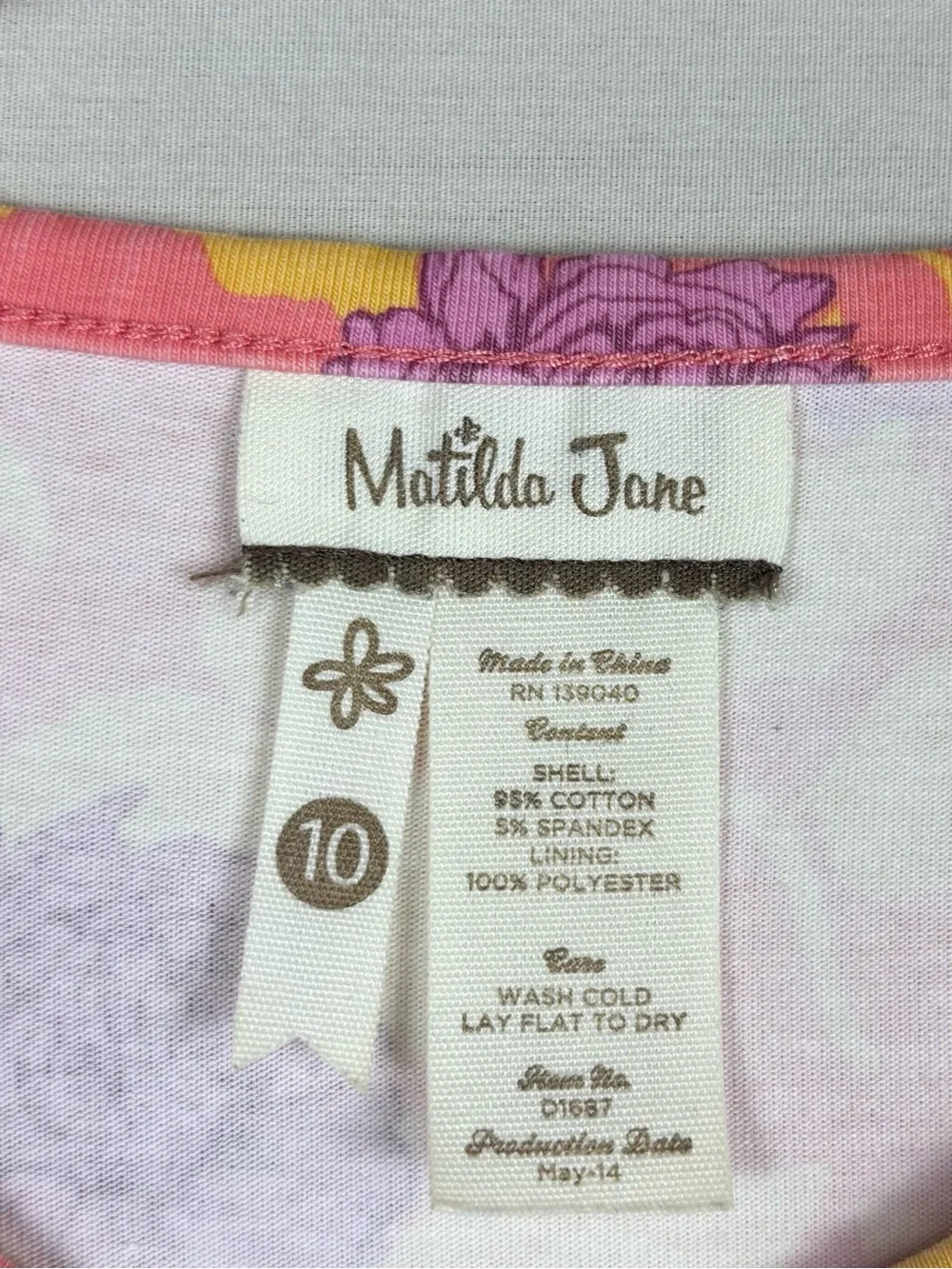 Matilda Jane Girls Size 10 Floral Ruffle Twirl Dress Blue Sash Cottagecore